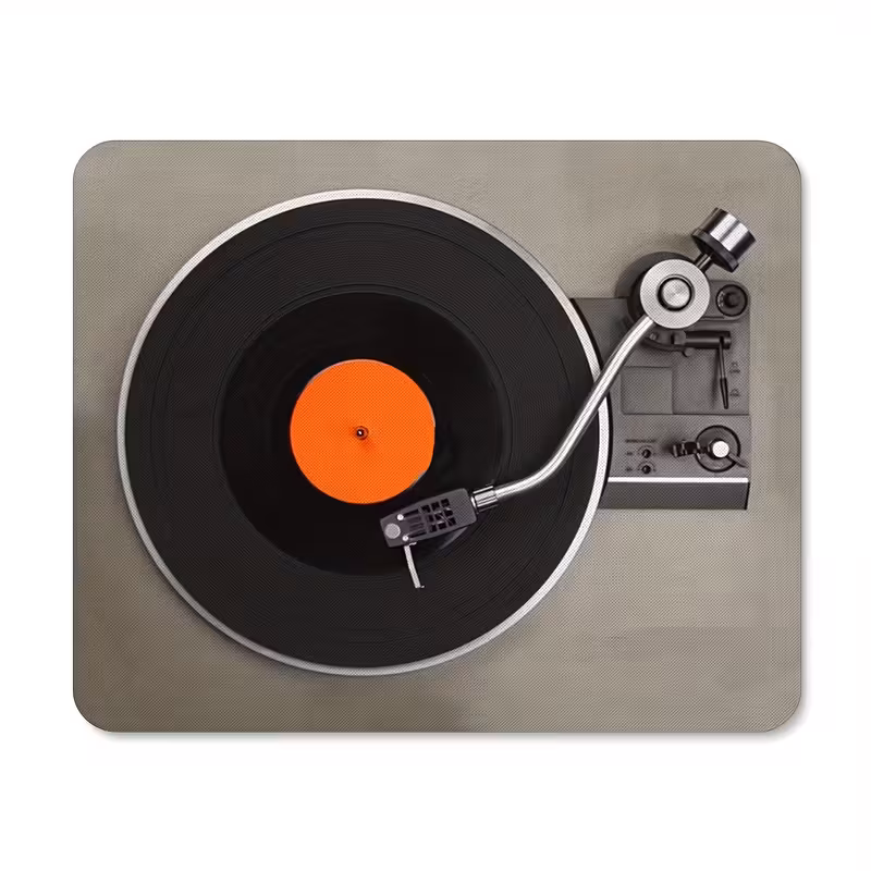 Tapis de souris vinyle rétro – Caoutchouc antidérapant – 24 × 20 cm