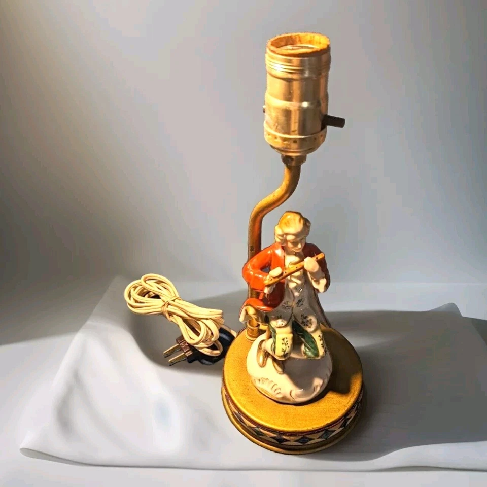 Lampe figurine musicien porcelaine vintage Occupied Japan - 3